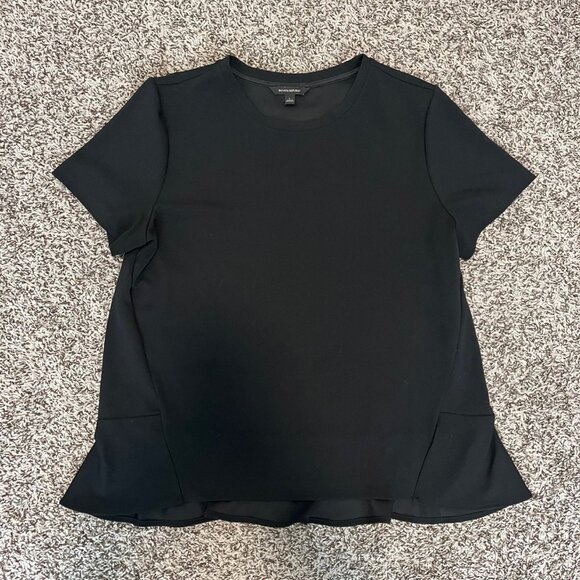 Banana Republic Tops - Banana Republic Black Ruffle Short Sleeve Peplum, Favorite Top, Size Large, EUC